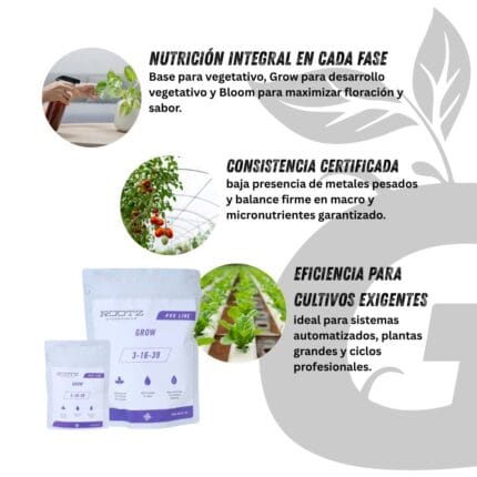 Green Grow Shop Rootz Hydroponics Line Grow Aplicación de Nutriente Hidroponico Fertilizante Hidropónico Grow | Rootz - Imagen 4