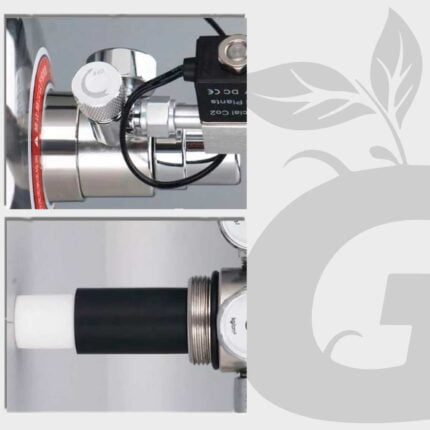 Tanque para generar CO2 - incluye una válvula y selonoide, muestra de la instalación de este sistema de CO2.