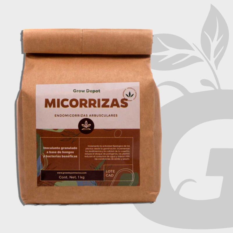 Micorrizas Grow Depot, muestra del empaque con el cual se entrega el producto y contiene un kilo.
