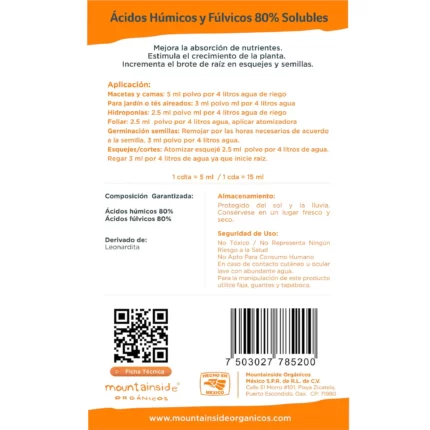 sangredebosqueetiquetaatrasweb-opt_5000x Sangre de Bosque® - Ácidos Húmicos y Fúlvicos 80% Solubles Mountainside Orgánicos 500gr - Imagen 3