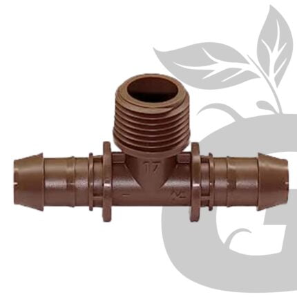 Conexión adaptador en T con rosca 1/2" de riego por goteo, cople conector media pulgada